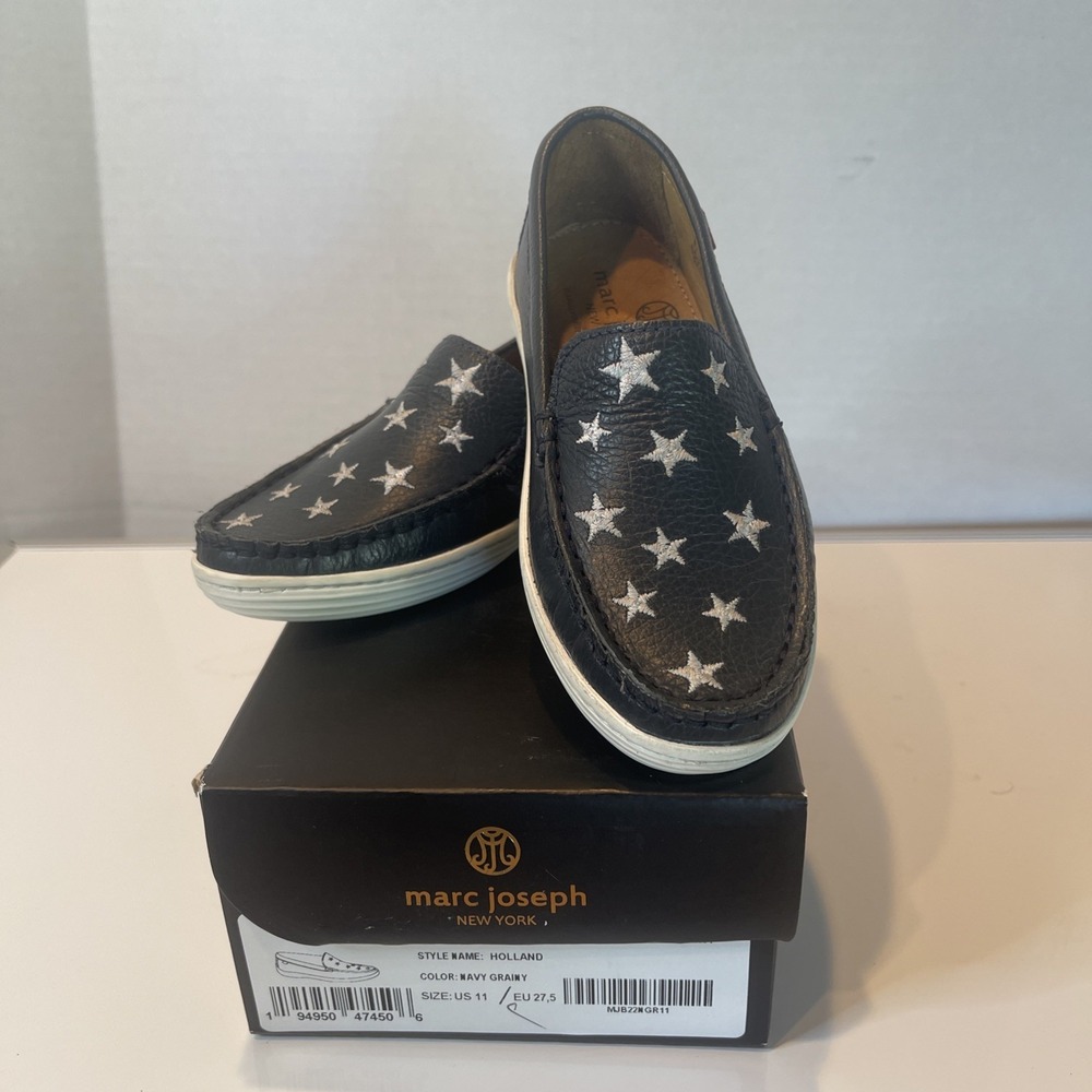 MARC JOSEPH‎ NEW YORK Girls Navy Loafer Stars Americana Shoes Size BIG KID 2.5
